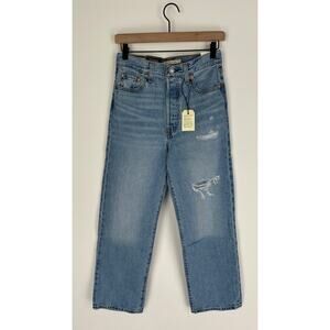 Levis Womens Premium Ribcage Straight Ankle Jeans Womens 26x27 New Light Wash